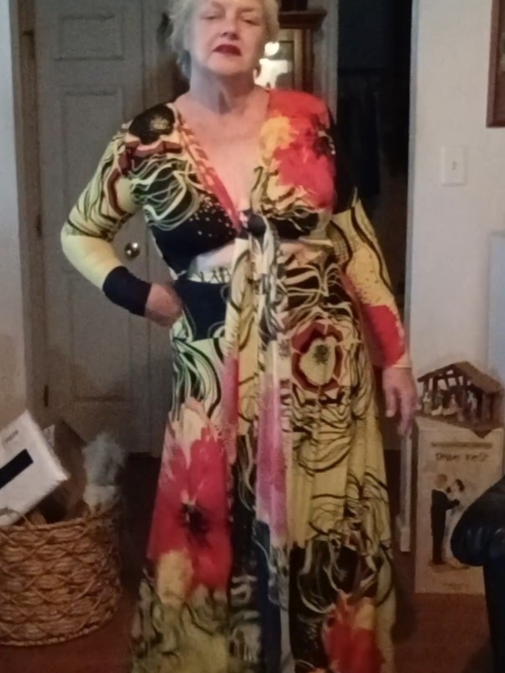 Vibrant Floral Maxi Dress with Tie Front